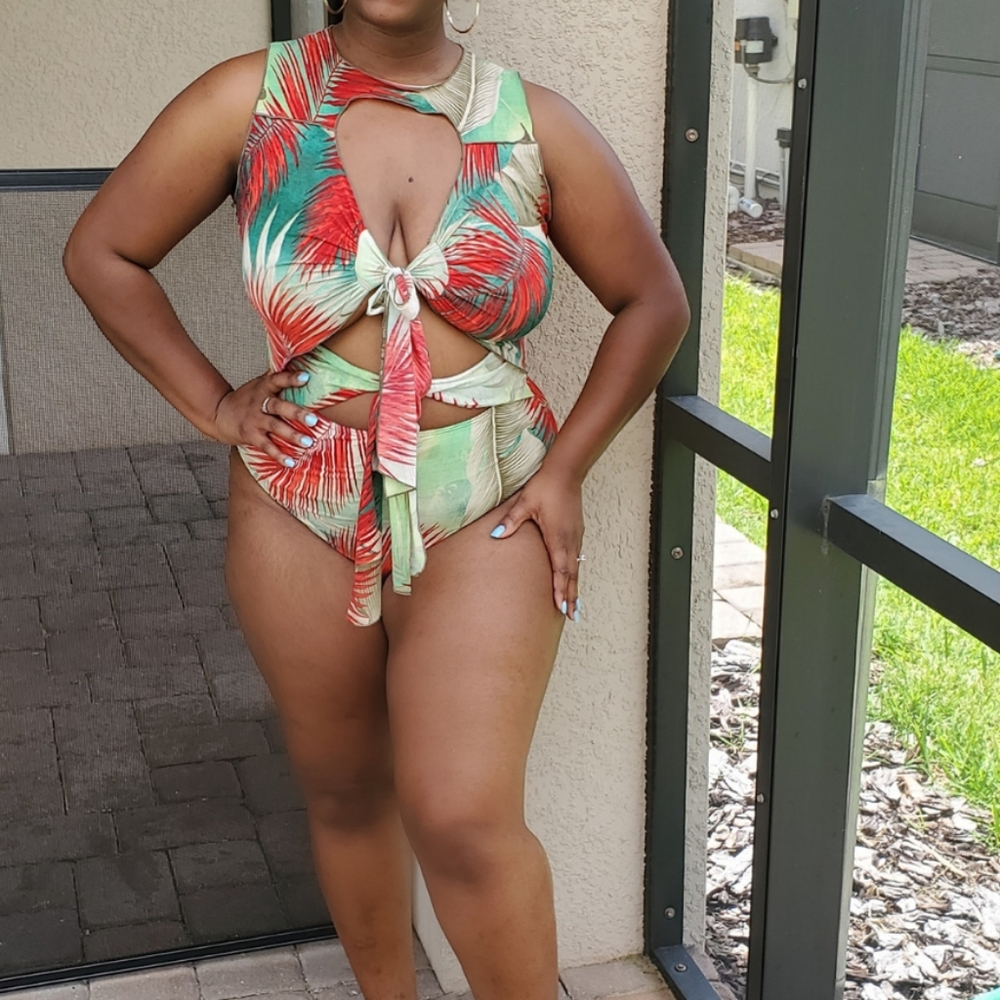 Floral Swimsuit and Skirt - Picture 2 of 2